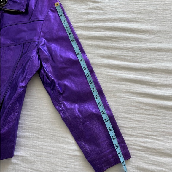Vintage 90s Wilsons Maxima Metallic Purple Leather Jacket - Picture 7 of 8